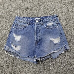 HM Shorts Womens 6 Blue Denim Jean Cut Off Mini Micro Booty Hot Pants High Rise